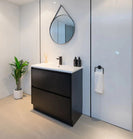 POLO 900X460X850MM PLYWOOD FLOOR STANDING VANITY - BLACK WITH CERAMIC TOP - NZHomeware