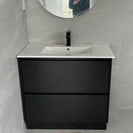 POLO 900X460X850MM PLYWOOD FLOOR STANDING VANITY - BLACK WITH CERAMIC TOP - NZHomeware