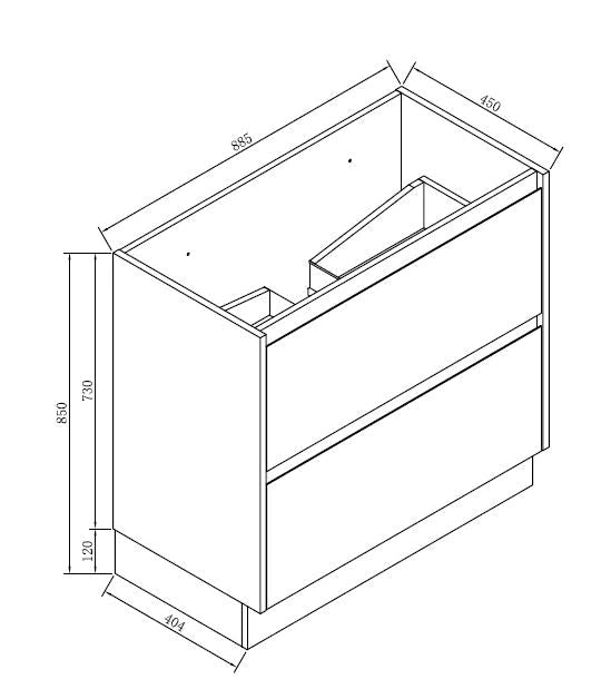 POLO 900MM Plywood Floor Standing Vanity - White Gloss size guide 1