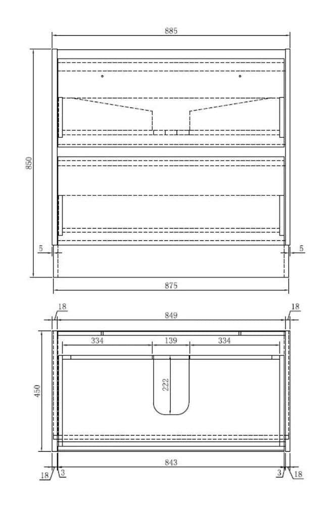POLO 900MM Plywood Floor Standing Vanity - White Gloss size guide 2