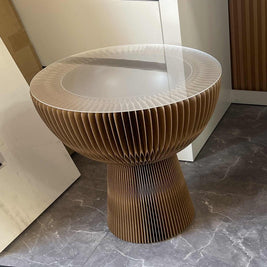 Portable Folding Kraft Paper Bouquet Table Side Corner Table Sofa Side Cabinet Nightstand Brown - NZHomeware
