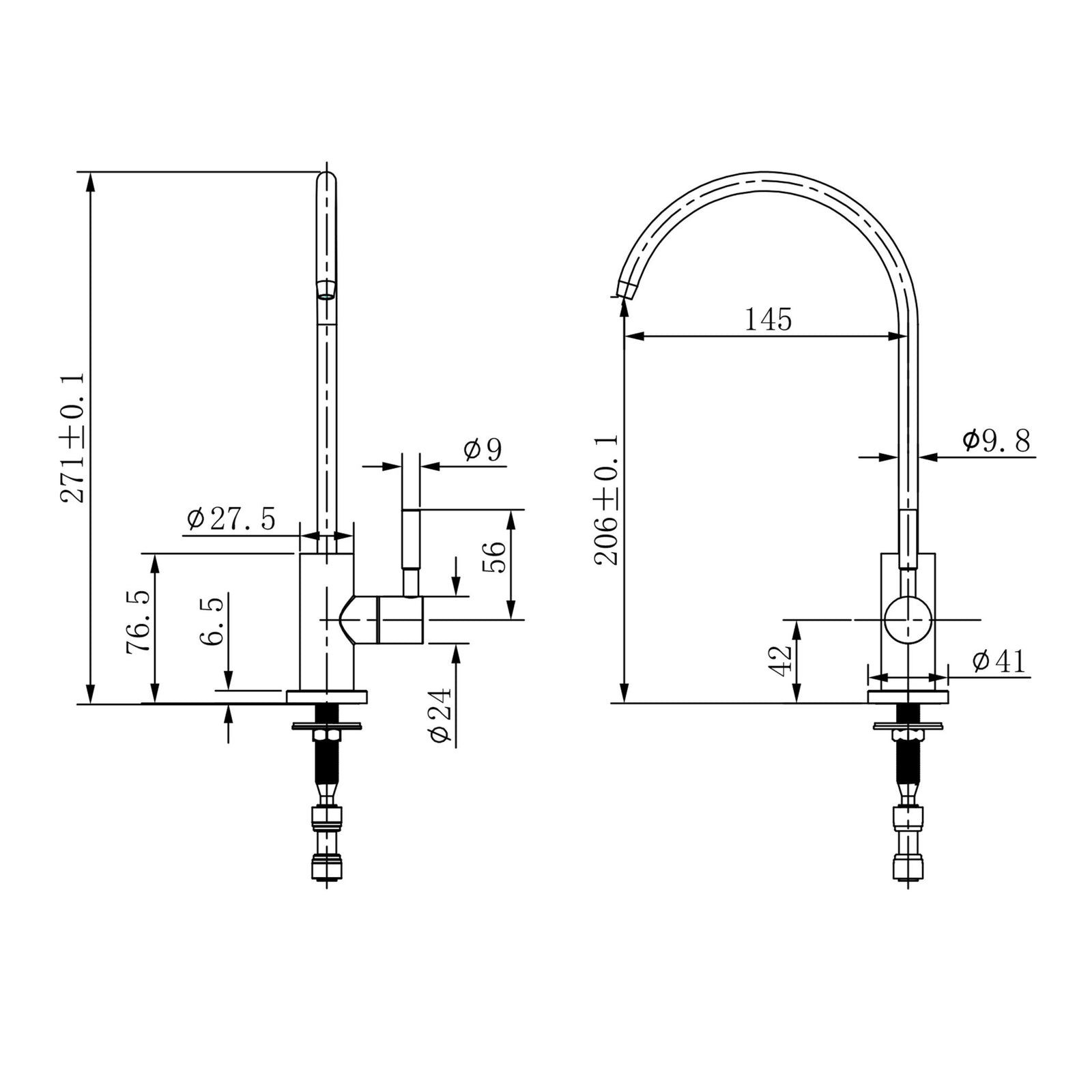 Premium SUS304 Water Filter Stainless Steel Tap RO Drinking Ceramic Disc Faucet Matt Black size guide 1
