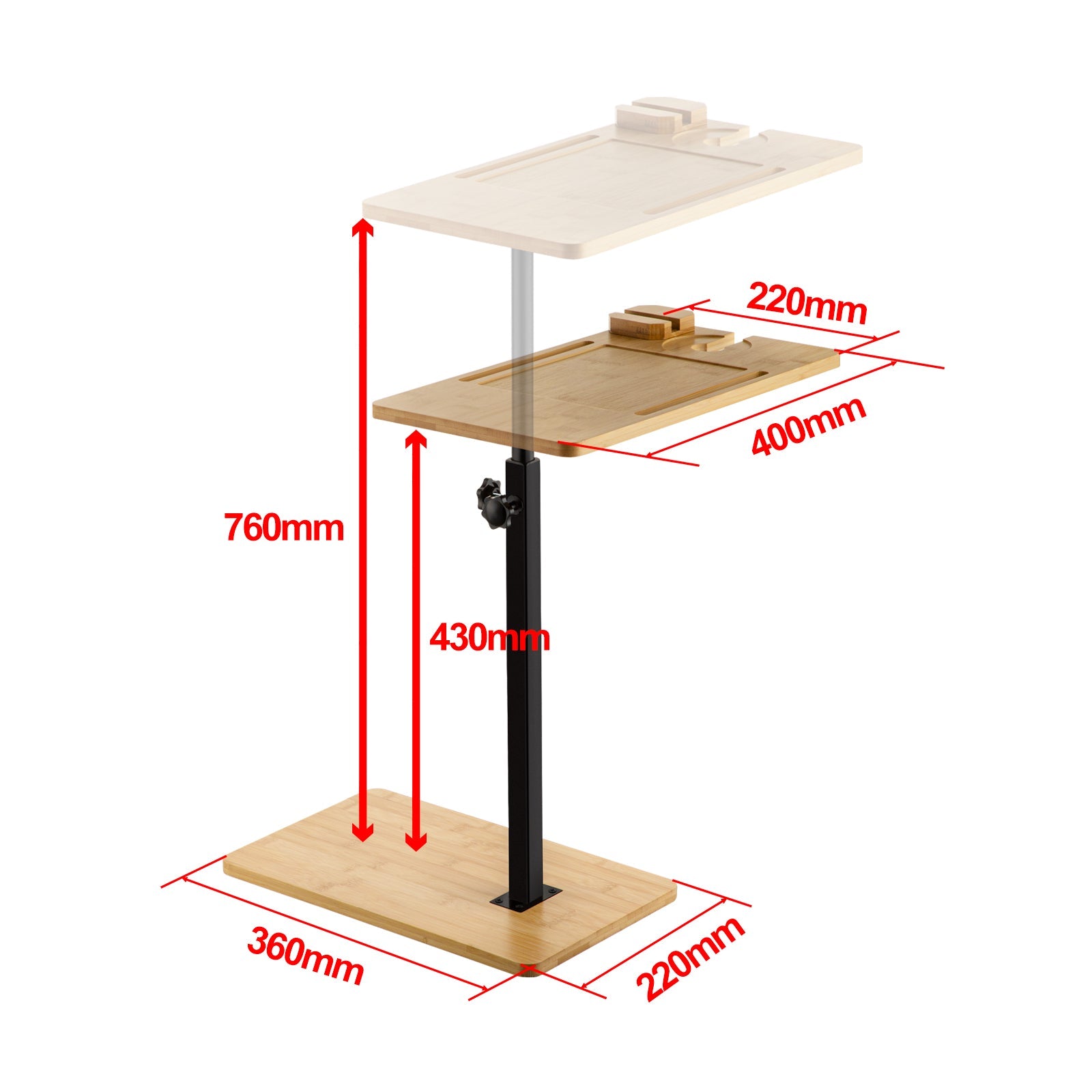 Rectangle Sofa Bed End Side Stand Rack C Table Bathtub Tray Height Adj ...