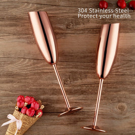 Rose Gold Champagne Glass Cups 200ml PACK 2 Stainless Wine Cocktail Drinkware SUS304 - NZHomeware