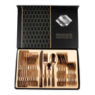 Rose Gold Stainless Steel Cutlery Set Dinner Knife Fork Spoon 24pcs Set - NZHomeware