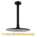 Round 230mm ABS Matte Black Shower Head with Ceiling Mounted Shower Arm - NZHomeware