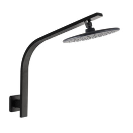 Round 230mm ABS Matte Black Shower Head with Wall Mounted Shower Arm - NZHomeware