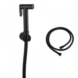 Round Black Brass Toilet Bidet Spray Kit with 1.2m PVC Water Hose - NZHomeware