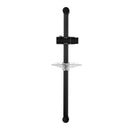 Round Black Shower Rail Sliding Holder with Soap Dish Water Hose & Wall Connector - NZHomeware