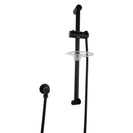 Round Black Shower Rail Sliding Holder with Soap Dish Water Hose & Wall Connector - NZHomeware