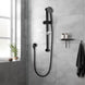 Round Black Shower Rail Sliding Holder with Soap Dish Water Hose & Wall Connector - NZHomeware
