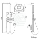 Round Black Shower Rail Sliding Holder with Soap Dish Water Hose & Wall Connector - NZHomeware