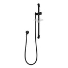 Round Black Shower Rail Sliding Holder with Soap Dish Water Hose & Wall Connector - NZHomeware