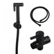 Round Black Toilet Bidet Spray Wash Kit with Diverter Tap Set 1.2m PVC Water Hose - NZHomeware