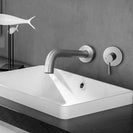 Round Brushed Nickel Bathtub/Basin Mixer Wall Mounted - NZHomeware