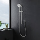 Round Brushed Nickel Shower Rail with Brass Handheld Shower Set - NZHomeware