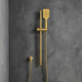 Round Brushed Yellow Gold Shower Rail with 3 Functions Handheld Shower Set - NZHomeware
