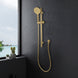 Round Brushed Yellow Gold Shower Rail with Brass Handheld Shower Set - NZHomeware