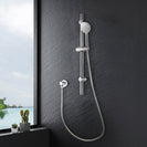 Round Chrome Adjustable Shower Rail with Handheld Shower Set - NZHomeware