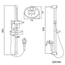 Round Chrome Shower Rail Sliding Holder with Soap Dish Water Hose & Wall Connector - NZHomeware