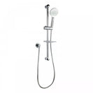 Round Chrome Shower Rail Sliding Holder with Soap Dish Water Hose & Wall Connector - NZHomeware