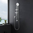 Round Chrome Shower Rail Sliding Holder with Soap Dish Water Hose & Wall Connector - NZHomeware