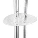 Round Chrome Shower Rail Sliding Holder with Soap Dish Water Hose & Wall Connector - NZHomeware