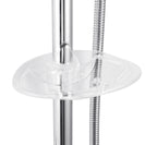 Round Chrome Shower Slider with Sliding Handpiece Holder & Soap Dish With Solid Brass White & Chrome Basin Mixer Tap Combo - NZHomeware