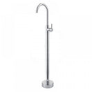 Round Chrome Solid Brass Freestanding Bath Spout with Mixer Floor Mounted - NZHomeware
