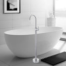Round Chrome Solid Brass Freestanding Bath Spout with Mixer Floor Mounted - NZHomeware