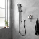 Round Gunmetal Grey Shower Rail with Brass Handheld Shower Set - NZHomeware