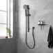 Round Gunmetal Grey Shower Rail with Brass Handheld Shower Set - NZHomeware