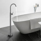 Round Gunmetal Grey Solid Brass Freestanding Bath Spout with Mixer Floor Mounted - NZHomeware