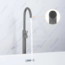 Round Gunmetal Grey Solid Brass Freestanding Bath Spout with Mixer Floor Mounted - NZHomeware