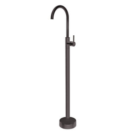 Round Gunmetal Grey Solid Brass Freestanding Bath Spout with Mixer Floor Mounted - NZHomeware