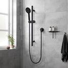 Round Matt Black Shower Rail With Hand Held Shower Set - NZHomeware