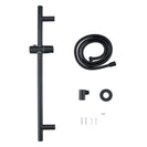 Round Matt Black Shower Rail With Hand Held Shower Set - NZHomeware