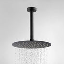 Round Matte Black 250mm Rainfall Shower Head with Ceiling Mounted Shower Arm - NZHomeware