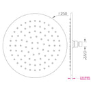 Round Matte Black 250mm Rainfall Shower Head with Ceiling Mounted Shower Arm - NZHomeware