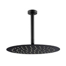 Round Matte Black 250mm Rainfall Shower Head with Ceiling Mounted Shower Arm - NZHomeware