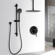 Round Matte Black Rainfall Shower Head And Slide Shower Bathroom Twin Shower Set With Wall Mixer - NZHomeware