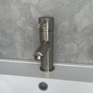 Round Solid Brass Brushed Nickel Basin Mixer Tap Bathroom Vanity Tap - NZHomeware