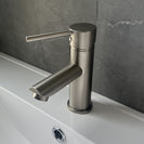Round Solid Brass Brushed Nickel Basin Mixer Tap Bathroom Vanity Tap - NZHomeware