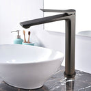 Rumia Bathroom Brushed Gunmetal Grey Tall Basin Mixer Tap Solid Brass Vanity Tap - NZHomeware