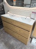 SAMPLE SALE - Sara 1200mm Double Light Oak Plywood Floor Standing Vanity With Ceramic Basin - NZHomeware