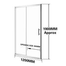 Shower Glass Door Only 1200*1900mm Sliding - NZHomeware