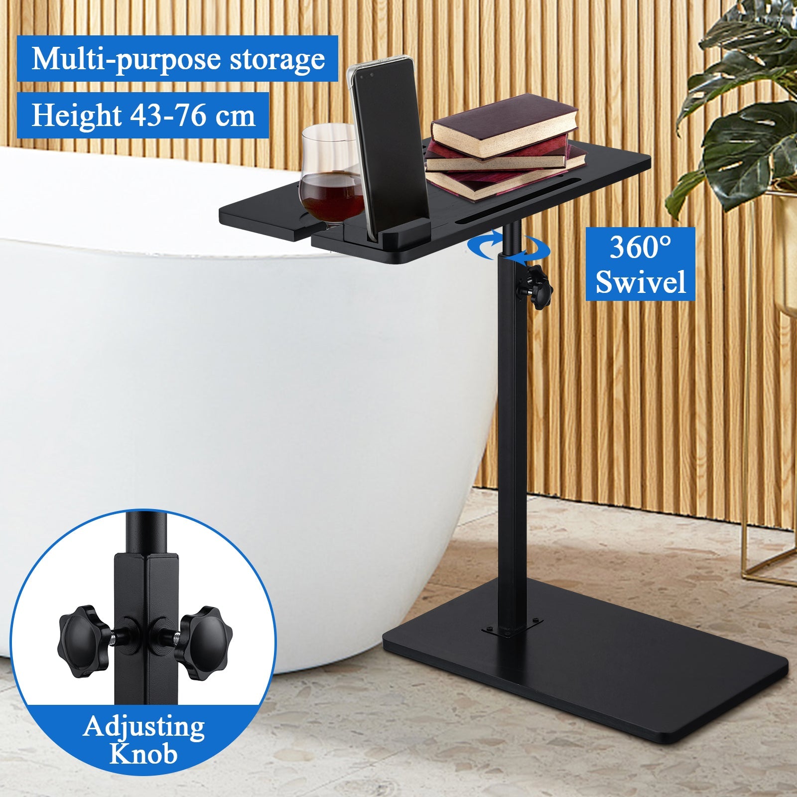 Side End C Table Sofa Bed Stand Spa Rack Caddy Bathtub Tray Wine Glass ...
