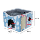 Sky Patter Double - Layer Cat House with Scratching Mat Foldable Enclosed Cat Cave Pet Cube House Nest for Indoor - NZHomeware