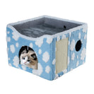 Sky Patter Double - Layer Cat House with Scratching Mat Foldable Enclosed Cat Cave Pet Cube House Nest for Indoor - NZHomeware