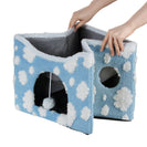 Sky Patter Double - Layer Cat House with Scratching Mat Foldable Enclosed Cat Cave Pet Cube House Nest for Indoor - NZHomeware